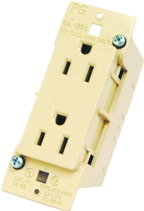 US Hardware E-102C Receptacle, 125 V, 15 A, 2-Pole, Ivory