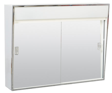 Zenith 701L Medicine Cabinet with Incandescent Light, 23-3/8 in OAW, 5-1/2 in OAD, 18-1/8 in OAH, Steel, White, Chrome
