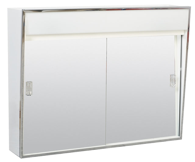 Zenith 701L Medicine Cabinet with Incandescent Light, 23-3/8 in OAW, 5-1/2 in OAD, 18-1/8 in OAH, Steel, White, Chrome