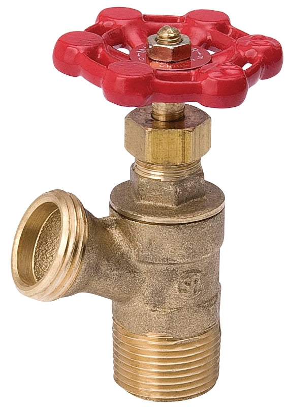 B & K ProLine 102-703HN Series Boiler Drain Valve, Iron Trim, 1/2 in Connection, MIP, 125 psi Pressure, Brass Body