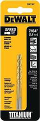 DEWALT DW1307 Jobber Drill Bit, 7/64 in Dia, 2-5/8 in OAL, Parabolic Flute, 7/64 in Dia Shank, Straight Shank