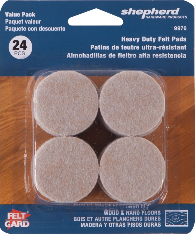 Shepherd Hardware 9976 Protective Pad, Felt Cloth, Beige, 1-1/2 in Dia, Round, Pack of 6