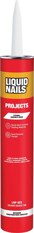 Liquid Nails LNP-601 Project Construction Adhesive, Light Tan, 28 oz Cartridge, Pack of 12