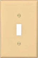Eaton Wiring Devices PJ1V Wallplate, Mid-Size, 4-7/8 in L, 3-1/8 in W, 1-Gang, Polycarbonate, Ivory, Pack of 25