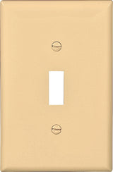Eaton Wiring Devices PJ1V Wallplate, Mid-Size, 4-7/8 in L, 3-1/8 in W, 1-Gang, Polycarbonate, Ivory, Pack of 25