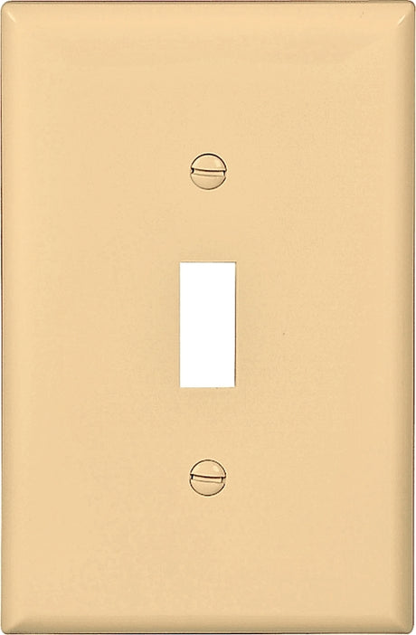 Eaton Wiring Devices PJ1V Wallplate, Mid-Size, 4-7/8 in L, 3-1/8 in W, 1-Gang, Polycarbonate, Ivory, Pack of 25