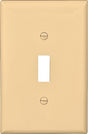 Eaton Wiring Devices PJ1V Wallplate, Mid-Size, 4-7/8 in L, 3-1/8 in W, 1-Gang, Polycarbonate, Ivory, Pack of 25