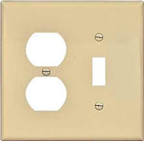 Eaton PJ18V Wallplate, 4.93 in L, 4.89 in W, 2-Gang, Polycarbonate, Ivory, High-Gloss