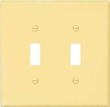 Eaton Wiring Devices PJ2V Wallplate, Mid-Size, 4-7/8 in L, 4.94 in W, 2-Gang, Polycarbonate, Ivory