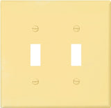 Eaton Wiring Devices PJ2V Wallplate, Mid-Size, 4-7/8 in L, 4.94 in W, 2-Gang, Polycarbonate, Ivory