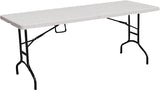 Simple Spaces TBL-072 Fold-in-Half Table, 6 ft OAW, 29-1/2 in OAD, 29 in OAH, Steel Frame, Polypropylene Tabletop