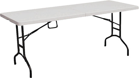 Simple Spaces TBL-072 Fold-in-Half Table, 6 ft OAW, 29-1/2 in OAD, 29 in OAH, Steel Frame, Polypropylene Tabletop
