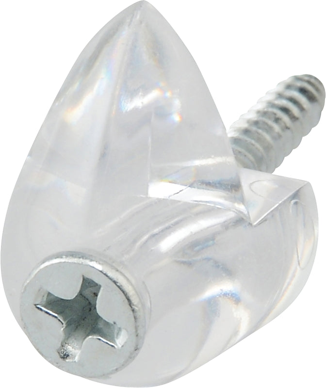 OOK 53203 Mirror Clip Set, 1/4 in L Dimensions, 20 lb, Plastic, Clear, Wall, 4/PK, Pack of 12
