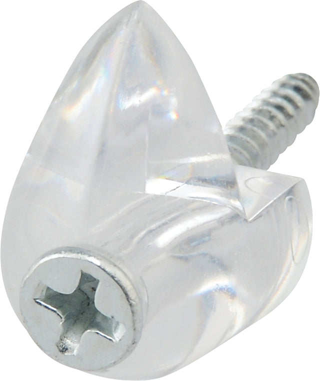OOK 53203 Mirror Clip Set, 1/4 in L Dimensions, 20 lb, Plastic, Clear, Wall, 4/PK, Pack of 12
