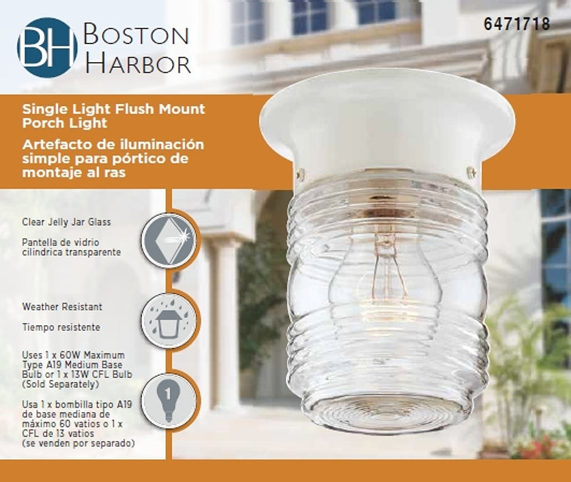 Boston Harbor HV-66919-WH-3L Porch Light, 120 V, 60 W, Steel Fixture, White Fixture