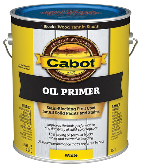 Cabot 140.0008511.007 Exterior Primer, Flat, White, 1 gal, Pack of 4