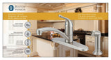 Boston Harbor 67534-1004 Kitchen Faucet, 1.8 gpm, 1-Handle, 4-Faucet Hole, Metal/Plastic, Brushed Nickel