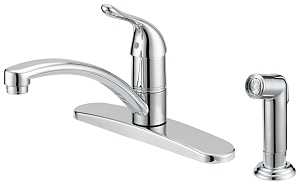 Boston Harbor 67534-1001 Kitchen Faucet, 1.8 gpm, 1-Handle, 4-Faucet Hole, Metal/Plastic, Chrome Plated