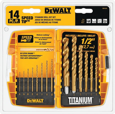 DEWALT DW1341 Drill Bit Set, Speed Tip, 14-Piece, Steel, Titanium