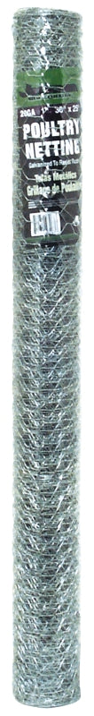 Jackson Wire 12 01 19 16 Poultry Hex Netting, 25 ft L, 36 in W, 20, Hexagonal Mesh, 1 in Mesh, Galvanized
