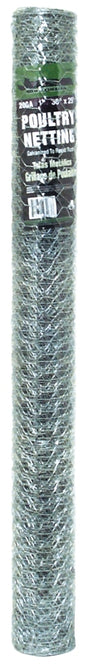 Jackson Wire 12 01 19 16 Poultry Hex Netting, 25 ft L, 36 in W, 20, Hexagonal Mesh, 1 in Mesh, Galvanized