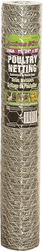 Jackson Wire 12 01 18 16 Poultry Hex Netting, 25 ft L, 24 in W, 20, Hexagonal Mesh, 1 in Mesh, Galvanized
