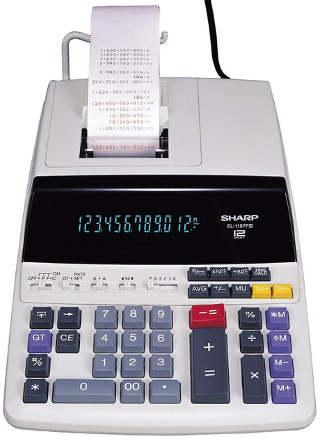 Sharp EL1197PIII Printing Calculator, 12 Display, Off-White