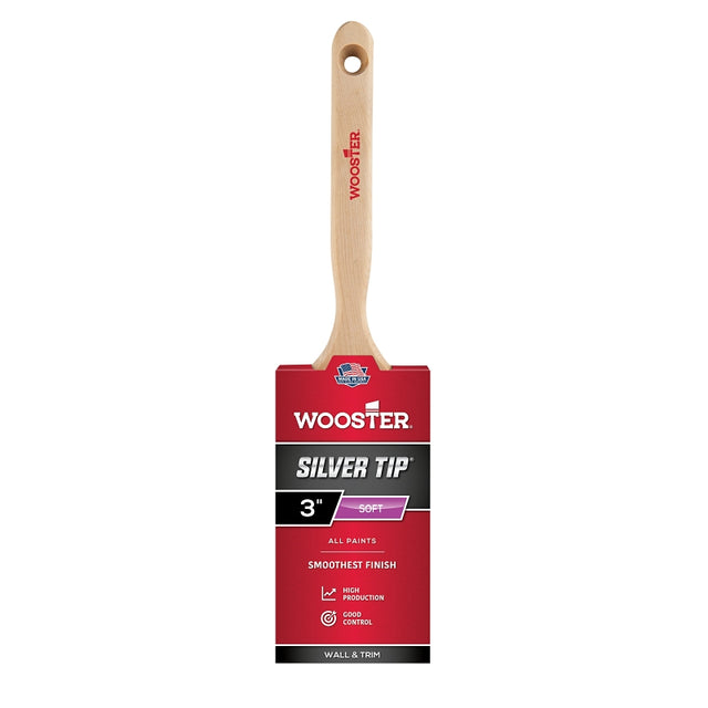 Wooster 5220-3 Paint Brush, 3 in W, 2-15/16 in L Bristle, Polyester Bristle, Flat Sash Handle