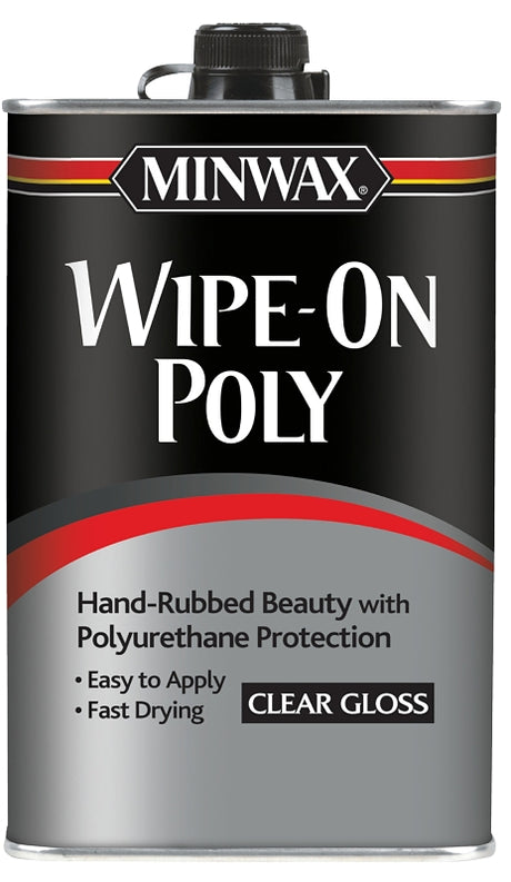 Minwax 40900000 Wipe-On Polyurethane, Oil Base, Clear, Gloss, Liquid, 1 pt Can