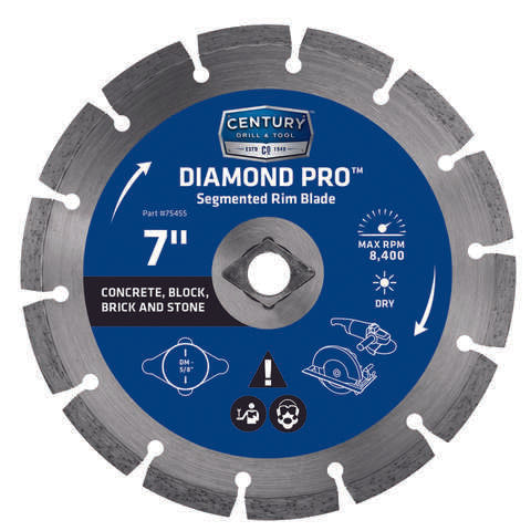 Century Drill & Tool Diamond Pro 7 in. D X 5/8 in. Steel Segmented Rim Diamond Saw Blade 1 pc