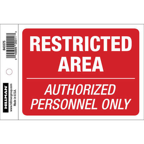HILLMAN English Red Do Not Enter Decal 4 in. H X 6 in. W, Pack of 6