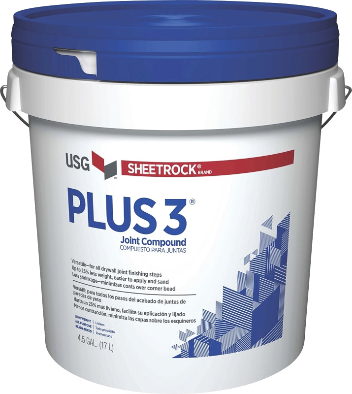 Sheetrock Plus 3 381466048 Joint Compound, Paste, Off-White, 4.5 gal, Pail