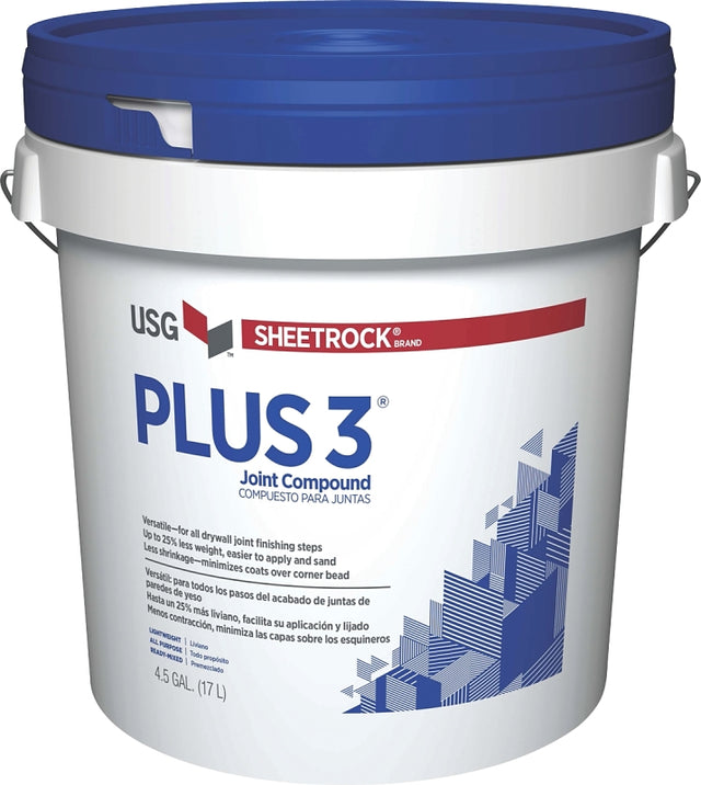 Sheetrock Plus 3 381466048 Joint Compound, Paste, Off-White, 4.5 gal, Pail