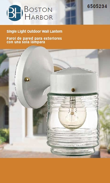 Boston Harbor W15WH01-33883L Outdoor Wall Lantern, 120 V, 60 W, A19 or CFL Lamp, Steel Fixture, White, White Fixture