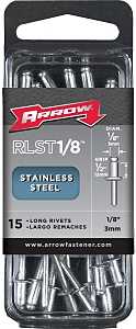 Arrow RLST1/8 Pop Rivet, Long, 1/2 in L, Stainless Steel