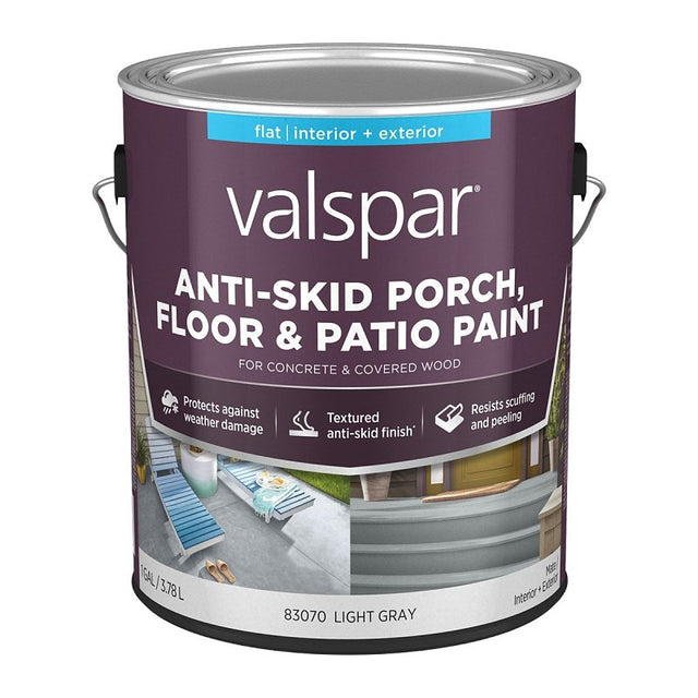 Valspar 024.0082030.007 Porch and Floor Paint, Light Gray, 1 gal, 100 sq-ft/gal Coverage Area, Pack of 4