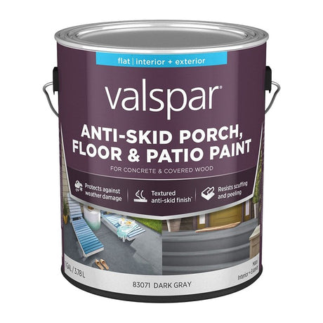 Valspar 024.0082031.007 Porch and Floor Paint, Dark Gray, 1 gal, 100 sq-ft/gal Coverage Area, Pack of 4