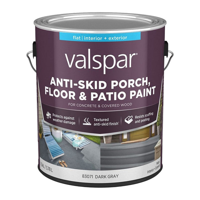 Valspar 024.0082031.007 Porch and Floor Paint, Dark Gray, 1 gal, 100 sq-ft/gal Coverage Area, Pack of 4