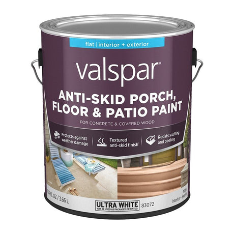 Valspar 024.0082032.007 Porch and Floor Paint, Base 2, 1 gal, 100 sq-ft/gal Coverage Area, Pack of 4