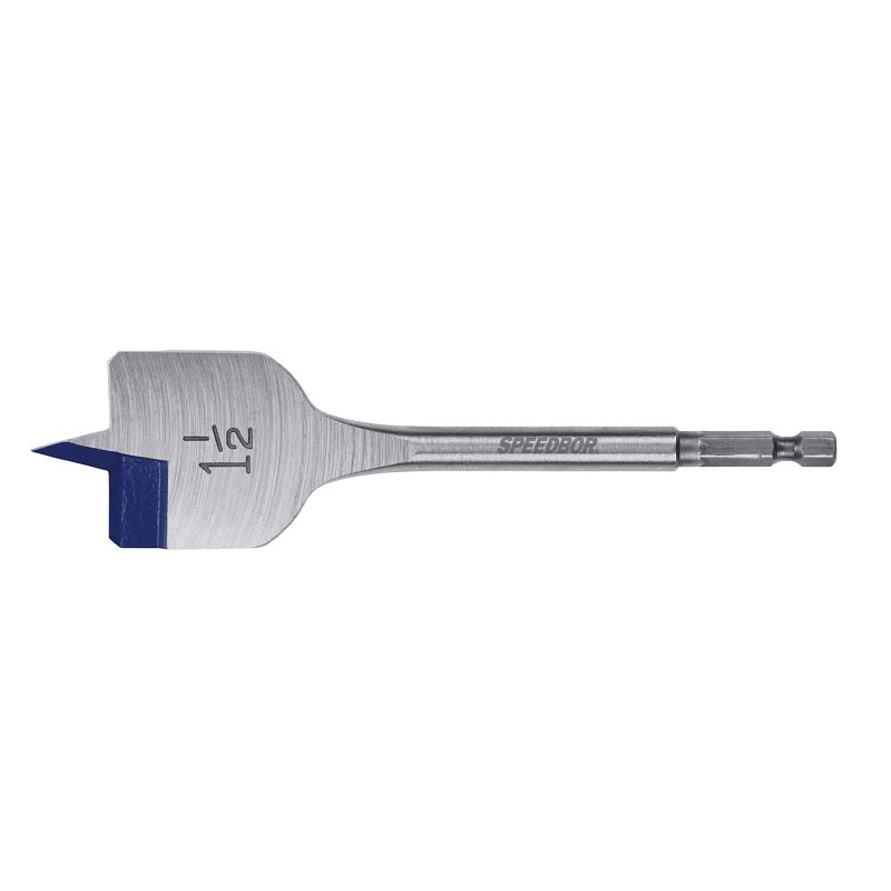 Irwin 88824 Spade Drill Bit, 1-1/2 in Dia, 6 in OAL, Flat Flute, 1/4 in Dia Shank, Hex Shank