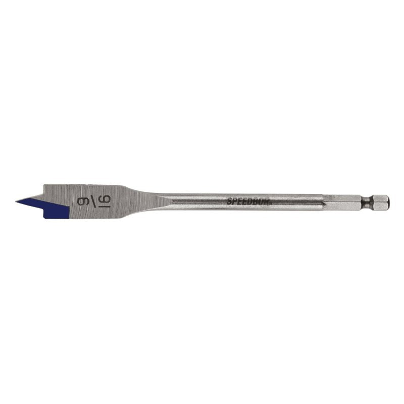 Irwin 88809 Spade Drill Bit, 9/16 in Dia, 6 in OAL, Flat Flute, 1/4 in Dia Shank, Hex Shank