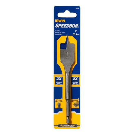 Irwin 88816 Spade Drill Bit, 1 in Dia, 6 in OAL, Flat Flute, 1/4 in Dia Shank, Hex Shank