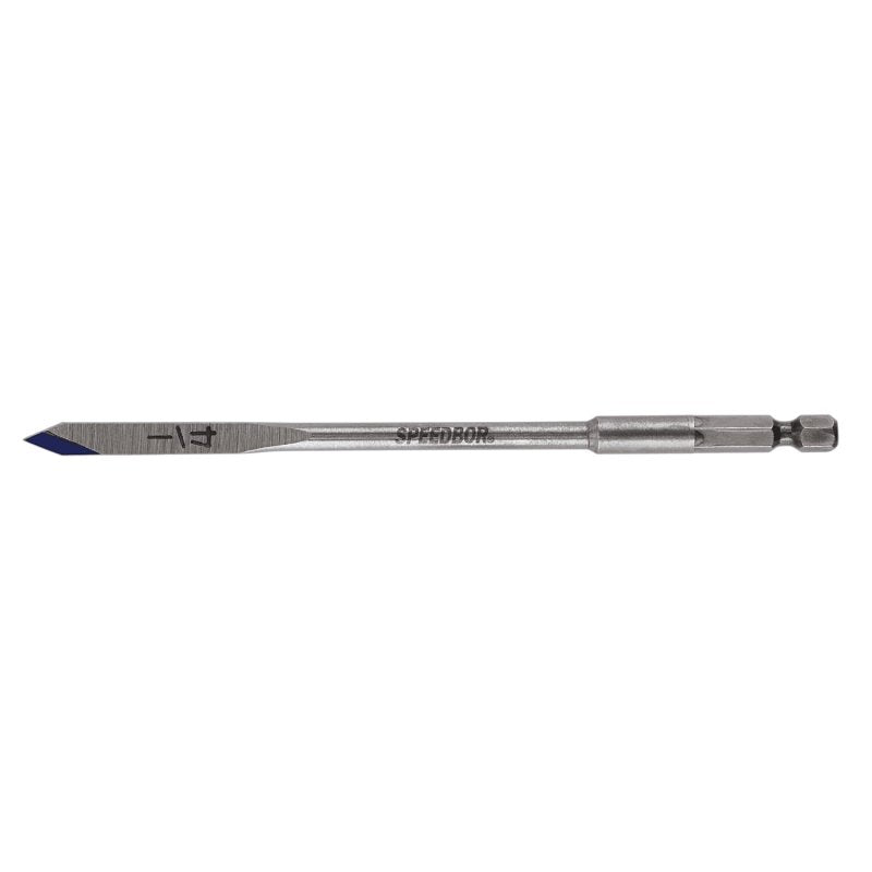 Irwin 88804 Spade Drill Bit, 1/4 in Dia, 6 in OAL, Flat Flute, 1/4 in Dia Shank, Hex Shank