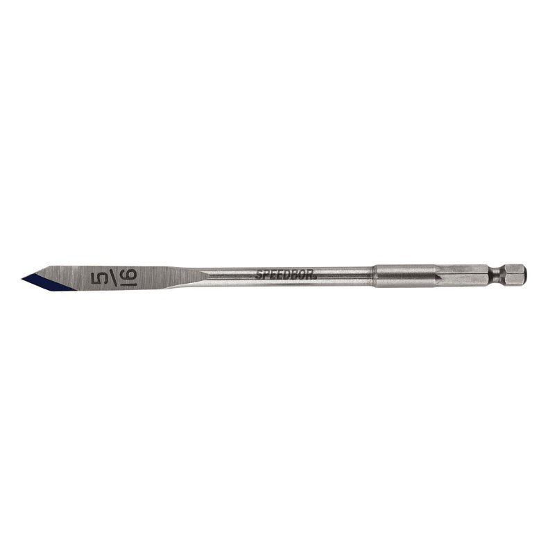 Irwin 88805 Spade Drill Bit, 5/16 in Dia, 6 in OAL, Flat Flute, 1/4 in Dia Shank, Hex Shank