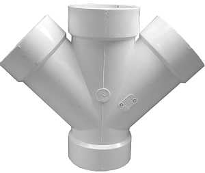 Canplas 192354Z Double Pipe Wye, 4 in, Hub, PVC, White, SCH 40 Schedule