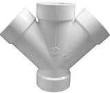 Canplas 192354Z Double Pipe Wye, 4 in, Hub, PVC, White, SCH 40 Schedule