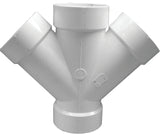Canplas 192354Z Double Pipe Wye, 4 in, Hub, PVC, White, SCH 40 Schedule