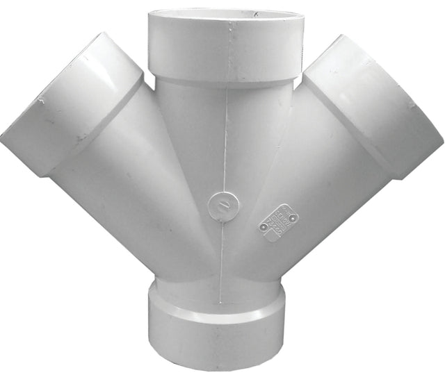 Canplas 192354Z Double Pipe Wye, 4 in, Hub, PVC, White, SCH 40 Schedule