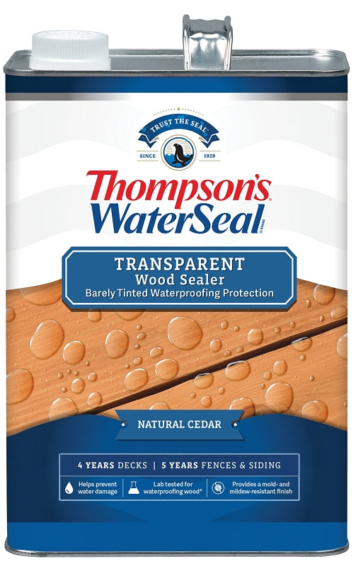 Thompson's WaterSeal TH.091601-16 Stain and Sealer, Natural Cedar, Liquid, 1 gal, Pack of 4