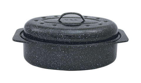 Granite Ware Porcelain Enamel Covered Roaster 7 lb Black, Pack of 2